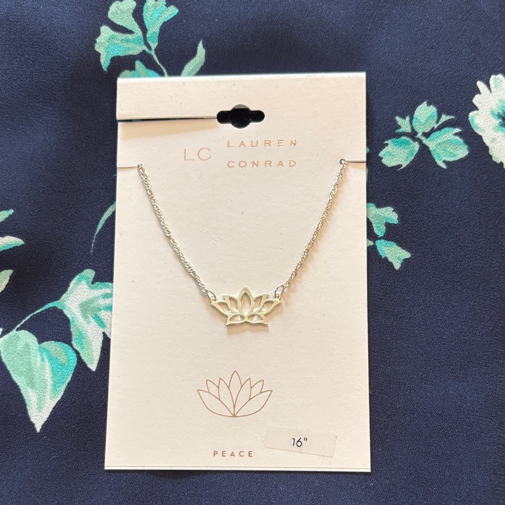 LC Lauren Conrad Silver Lotus Pendant Necklace